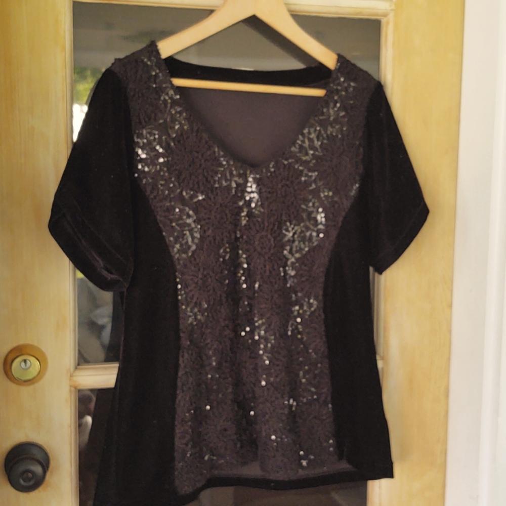 Holiday ready Velvet & sequin top
